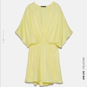 Zara yellow satin dress